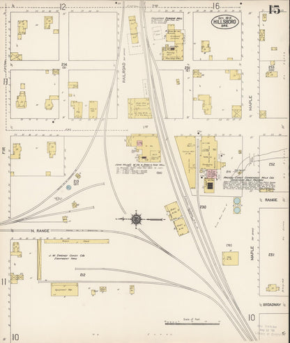 Sanborn Fire Insurance Map from Hillsboro, Washington County, Oregon (1912), Sheet #0015 - Complete Map Set gallery image, historic Sanborn map, vintage wall art, Oregon Oregon
