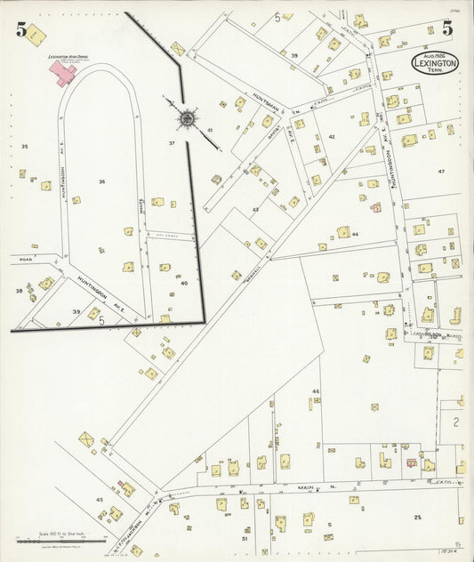 Sanborn Fire Insurance Map from Lexington, Henderson County, Tennessee (1926), Sheet #0005 - Historic Sanborn Fire Insurance Map Print, vintage old map wall art, antique decor, genealogy gift, Tennessee Tennessee map