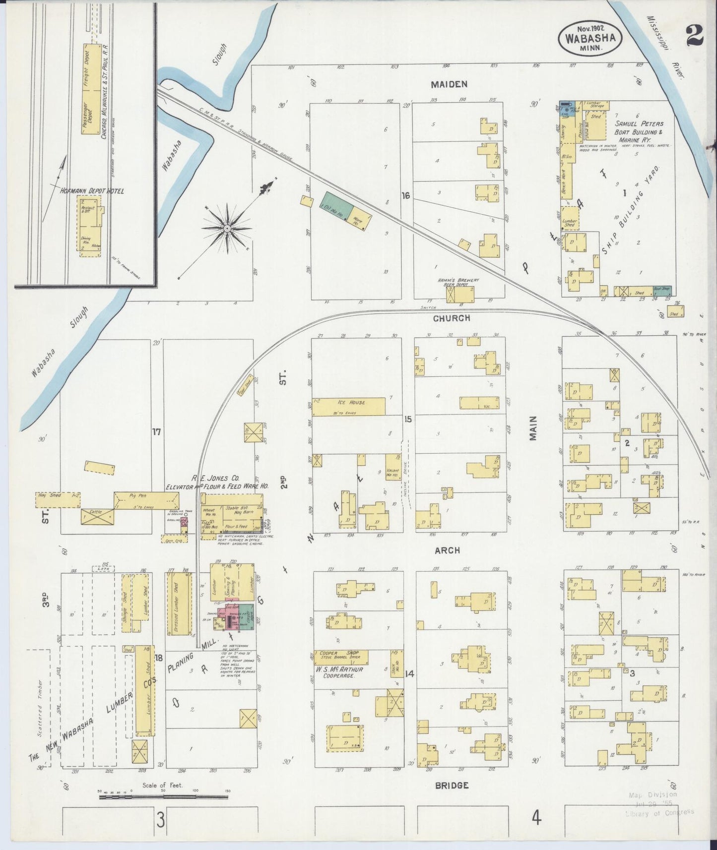 Sanborn Fire Insurance Map from Wabasha, Wabasha County, Minnesota (1902), Sheet #0002 - Complete Map Set gallery image, historic Sanborn map, vintage wall art, Minnesota Minnesota