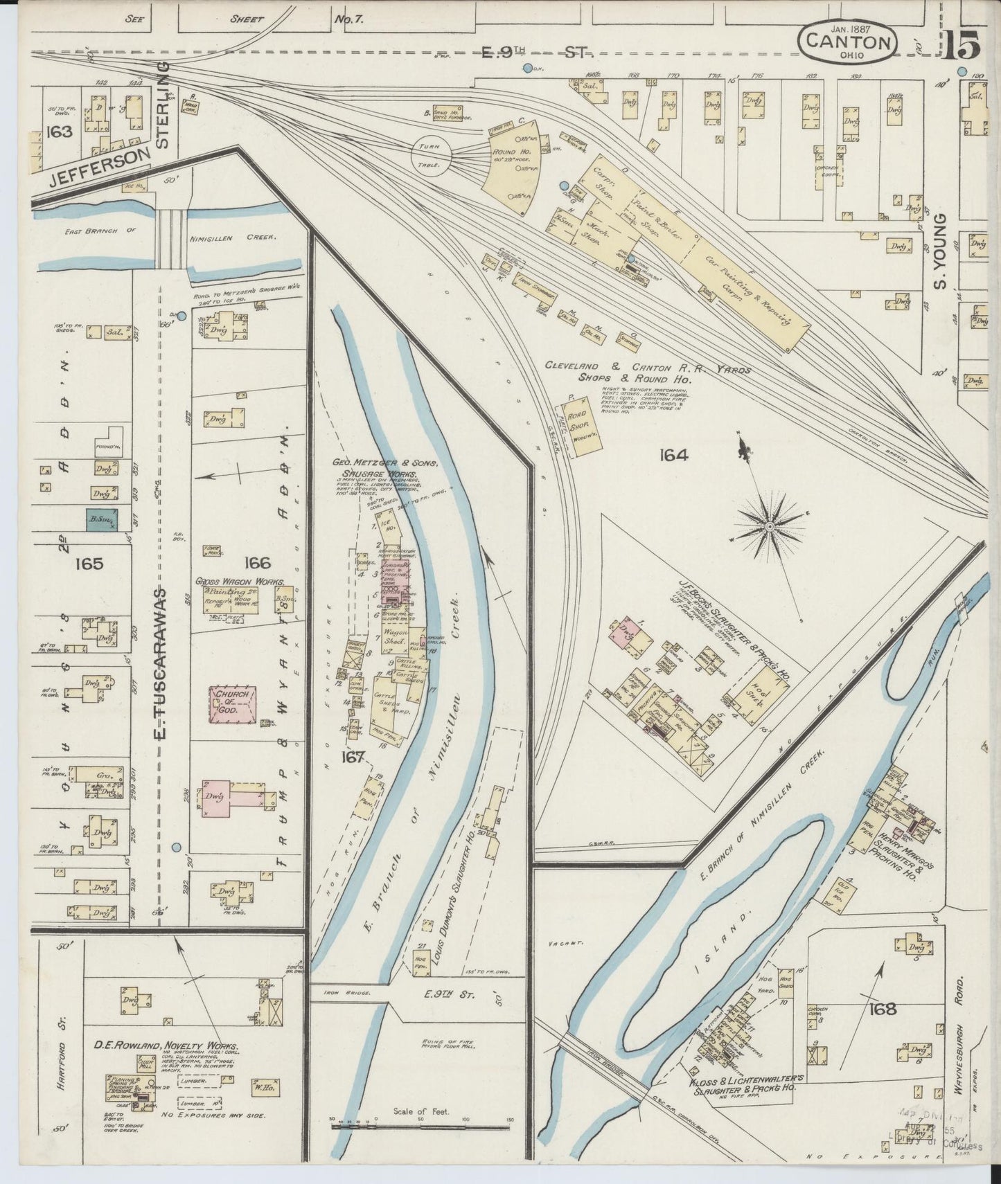 Sanborn Fire Insurance Map from Canton, Stark County, Ohio (1887), Sheet #0015 - Historic Sanborn Fire Insurance Map Print, vintage old map wall art, antique decor, genealogy gift, Ohio Ohio map