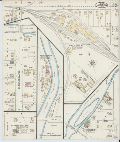 Sanborn Fire Insurance Map from Canton, Stark County, Ohio (1887), Sheet #0015 - Historic Sanborn Fire Insurance Map Print, vintage old map wall art, antique decor, genealogy gift, Ohio Ohio map