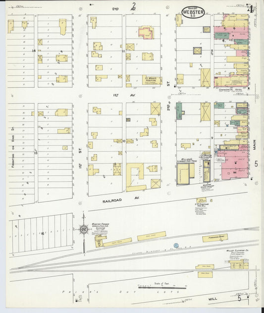 Sanborn Fire Insurance Map from Webster, Day County, South Dakota (1910), Sheet #0004 - Historic Sanborn Fire Insurance Map Print, vintage old map wall art, antique decor, genealogy gift, South Dakota South Dakota map