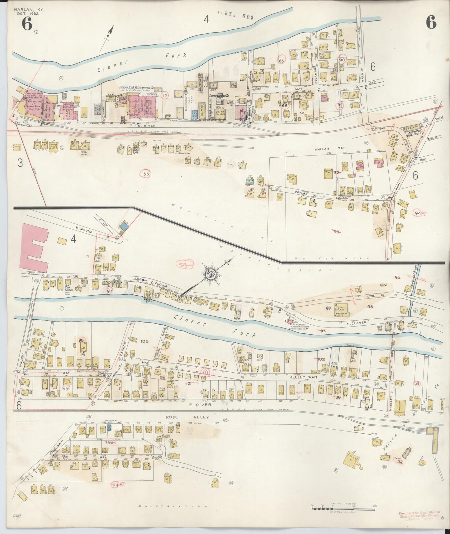 Sanborn Fire Insurance Map from Harlan, Harlan County, Kentucky (1947), Sheet #0006 - Complete Map Set gallery image, historic Sanborn map, vintage wall art, Kentucky Kentucky