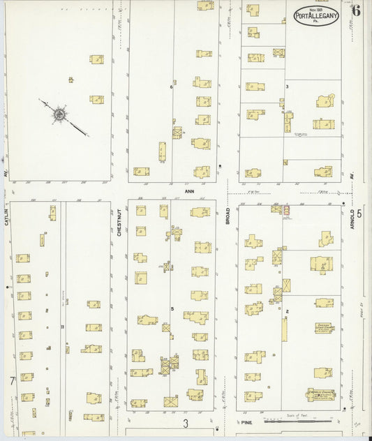 Sanborn Fire Insurance Map from Port Allegany, McKean County, Pennsylvania (1909), Sheet #0006 - Historic Sanborn Fire Insurance Map Print, vintage old map wall art, antique decor, genealogy gift, Pennsylvania Pennsylvania map
