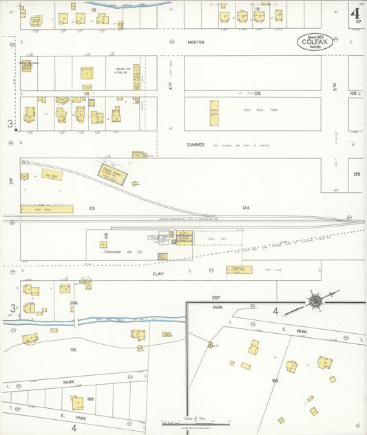 Sanborn Fire Insurance Map from Colfax, Whitman County, Washington (1922), Sheet #0004 - Historic Sanborn Fire Insurance Map Print, vintage old map wall art, antique decor, genealogy gift, Washington Washington map