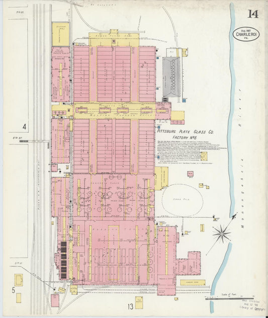Sanborn Fire Insurance Map from Charleroi, Washington County, Pennsylvania (1907), Sheet #0014 - Historic Sanborn Fire Insurance Map Print, vintage old map wall art, antique decor, genealogy gift, Pennsylvania Pennsylvania map