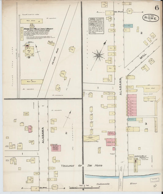 Sanborn Fire Insurance Map from Rome, Floyd County, Georgia (1885), Sheet #0006 - Historic Sanborn Fire Insurance Map Print, vintage old map wall art, antique decor, genealogy gift, Georgia Georgia map