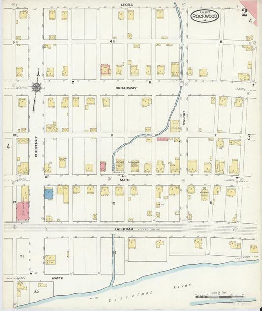 Sanborn Fire Insurance Map from Rockwood, Somerset County, Pennsylvania (1917), Sheet #0002 - Historic Sanborn Fire Insurance Map Print, vintage old map wall art, antique decor, genealogy gift, Pennsylvania Pennsylvania map