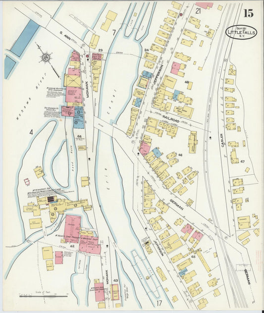 Sanborn Fire Insurance Map from Little Falls, Herkimer County, New York (1911), Sheet #0015 - Historic Sanborn Fire Insurance Map Print, vintage old map wall art, antique decor, genealogy gift, New York New York map