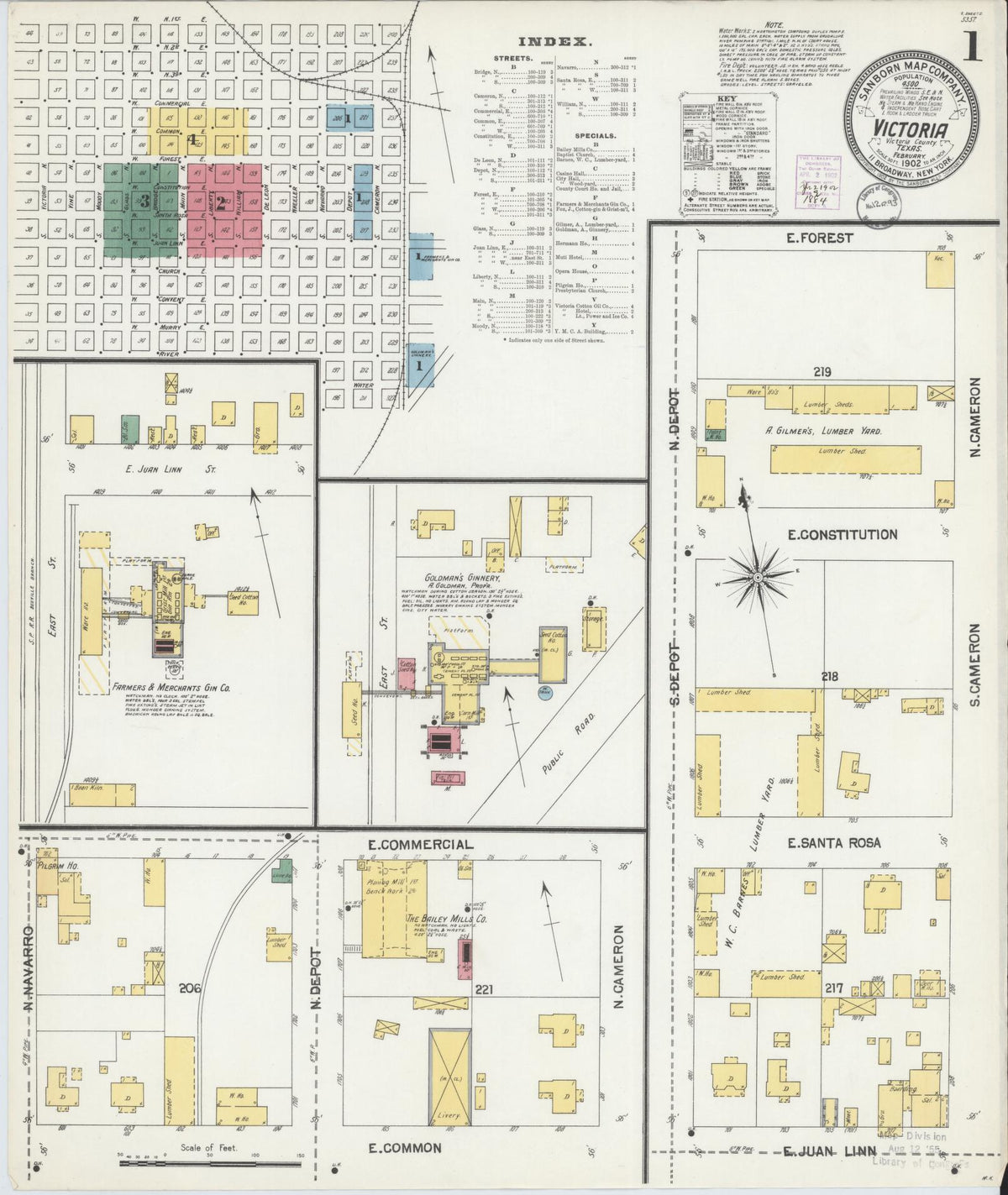 Sanborn Fire Insurance Map from Victoria, Victoria County, Texas (1902), Sheet #0001 - Complete Map Set gallery image, historic Sanborn map, vintage wall art, Texas Texas