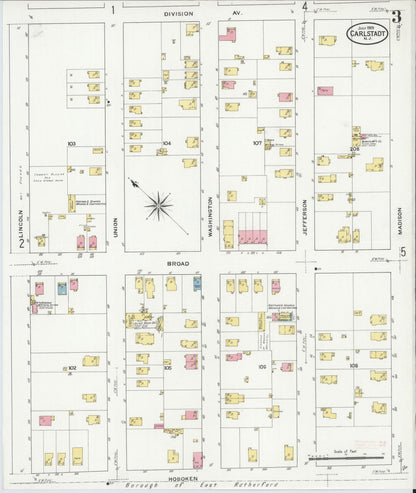 Sanborn Fire Insurance Map from Carlstadt, Bergen County, New Jersey (1909), Sheet #0003 - Complete Map Set gallery image, historic Sanborn map, vintage wall art, New Jersey New Jersey