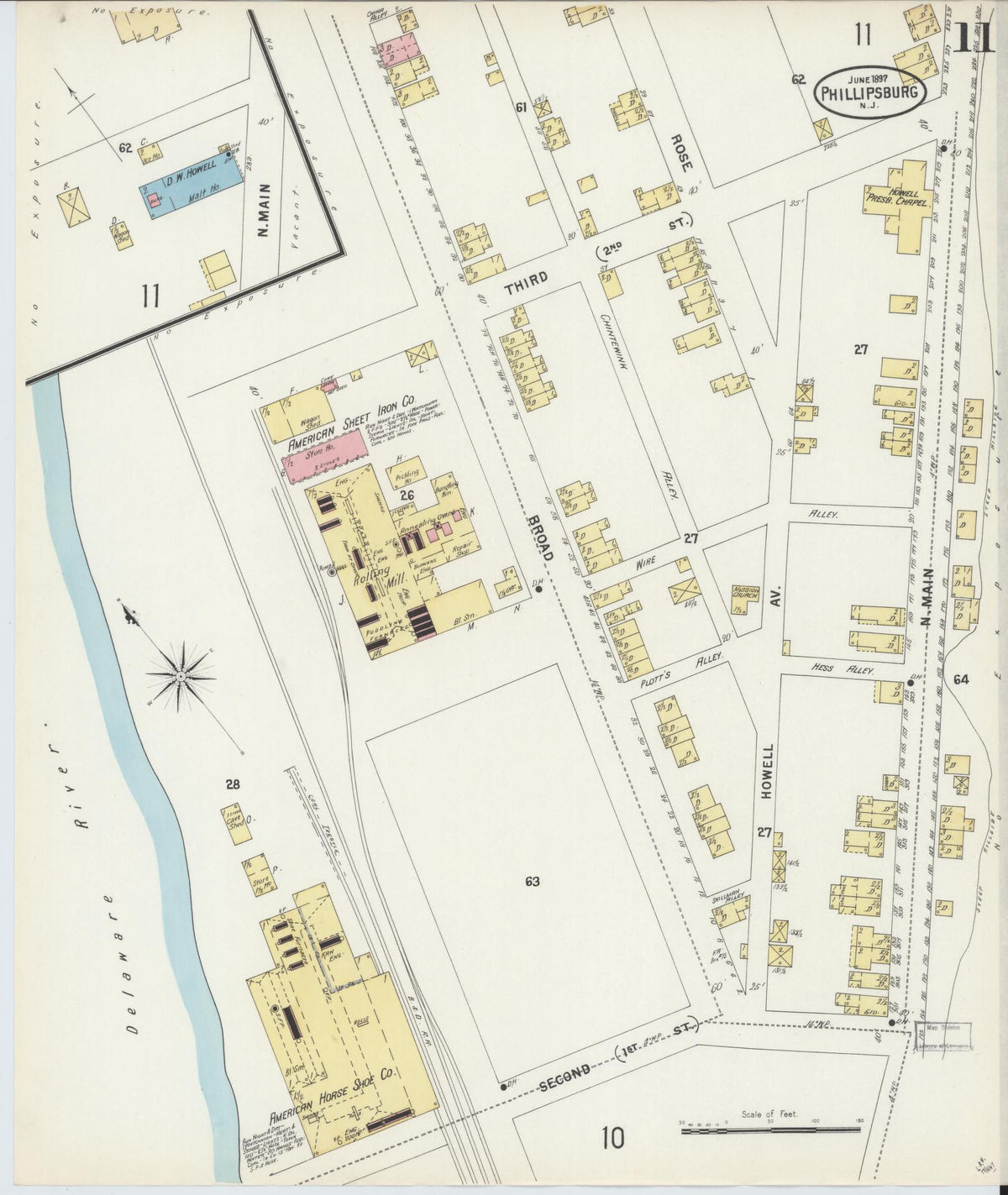 Sanborn Fire Insurance Map from Phillipsburg, Warren County, New Jersey (1897), Sheet #0011 - Complete Map Set gallery image, historic Sanborn map, vintage wall art, New Jersey New Jersey