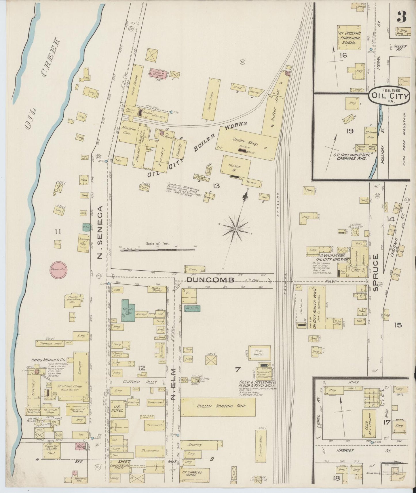 Sanborn Fire Insurance Map from Oil City, Venango County, Pennsylvania (1888), Sheet #0003 - Complete Map Set gallery image, historic Sanborn map, vintage wall art, Pennsylvania Pennsylvania