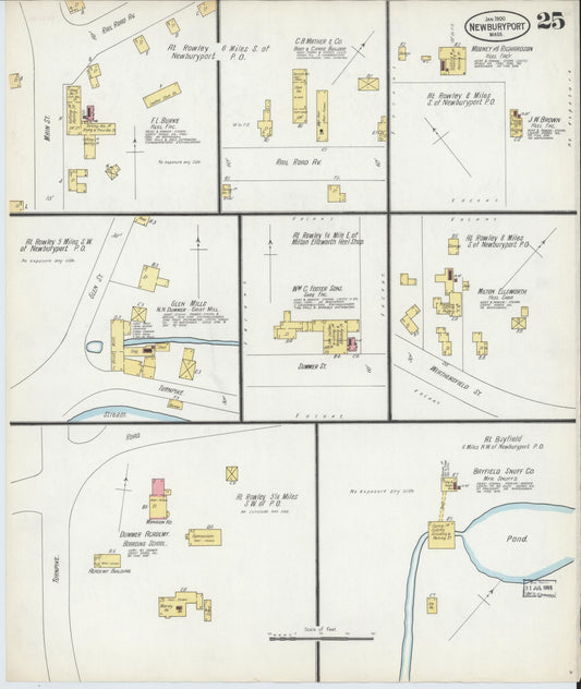 Sanborn Fire Insurance Map from Newburyport, Essex County, Massachusetts (1900), Sheet #0025 - Historic Sanborn Fire Insurance Map Print, vintage old map wall art, antique decor, genealogy gift, Massachusetts Massachusetts map