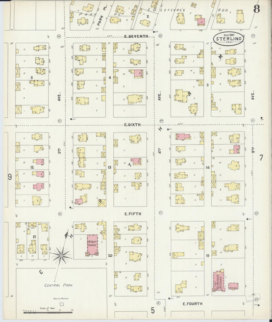 Sanborn Fire Insurance Map from Sterling, Whiteside County, Illinois (1897), Sheet #0008 - Historic Sanborn Fire Insurance Map Print, vintage old map wall art, antique decor, genealogy gift, Illinois Illinois map