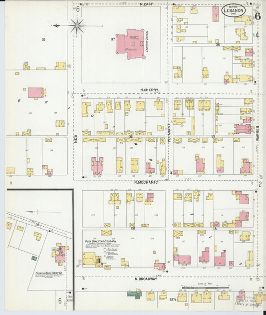 Sanborn Fire Insurance Map from Lebanon, Warren County, Ohio (1901), Sheet #0006 - Historic Sanborn Fire Insurance Map Print, vintage old map wall art, antique decor, genealogy gift, Ohio Ohio map