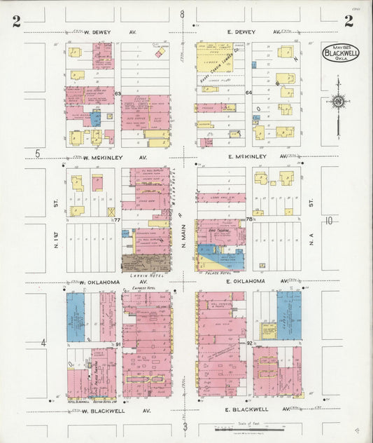 Sanborn Fire Insurance Map from Blackwell, Kay County, Oklahoma (1925), Sheet #0002 - Historic Sanborn Fire Insurance Map Print, vintage old map wall art, antique decor, genealogy gift, Oklahoma Oklahoma map