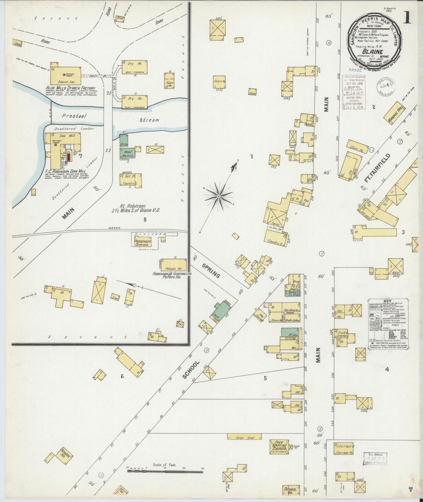 Sanborn Fire Insurance Map from Blaine, Aroostook County, Maine. (1900) – Historic Sanborn Fire Insurance Map Print