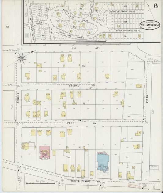 Sanborn Fire Insurance Map from Williamsbridge, Westchester County, New York (1895), Sheet #0006 - Historic Sanborn Fire Insurance Map Print, vintage old map wall art, antique decor, genealogy gift, New York New York map