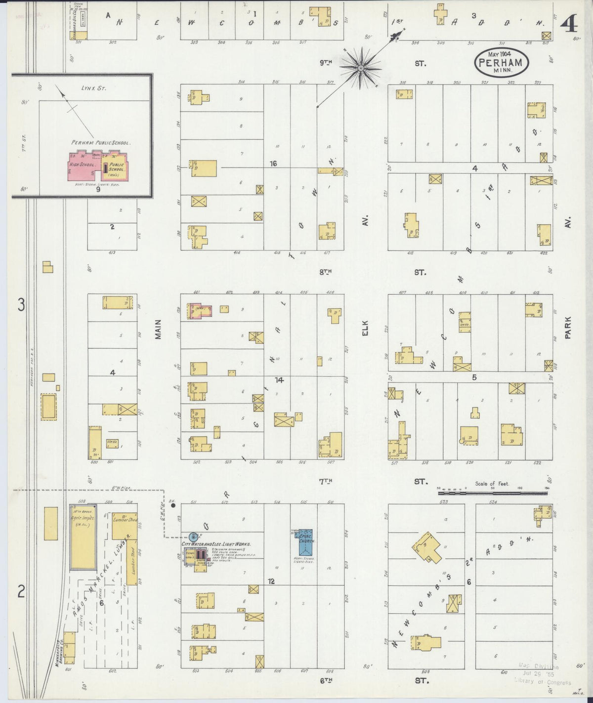 Sanborn Fire Insurance Map from Perham, Otter Tail County, Minnesota (1904), Sheet #0004 - Complete Map Set gallery image, historic Sanborn map, vintage wall art, Minnesota Minnesota
