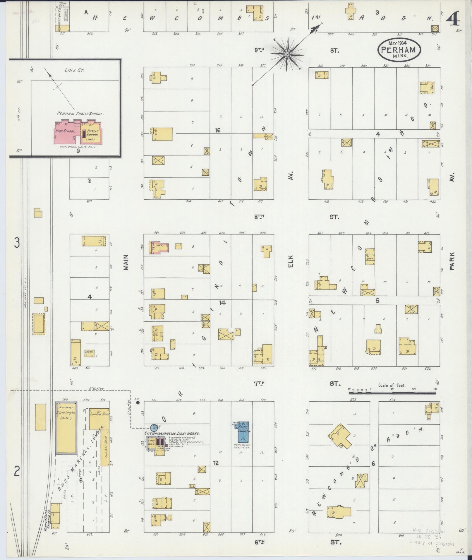 Sanborn Fire Insurance Map from Perham, Otter Tail County, Minnesota (1904), Sheet #0004 - Complete Map Set gallery image, historic Sanborn map, vintage wall art, Minnesota Minnesota