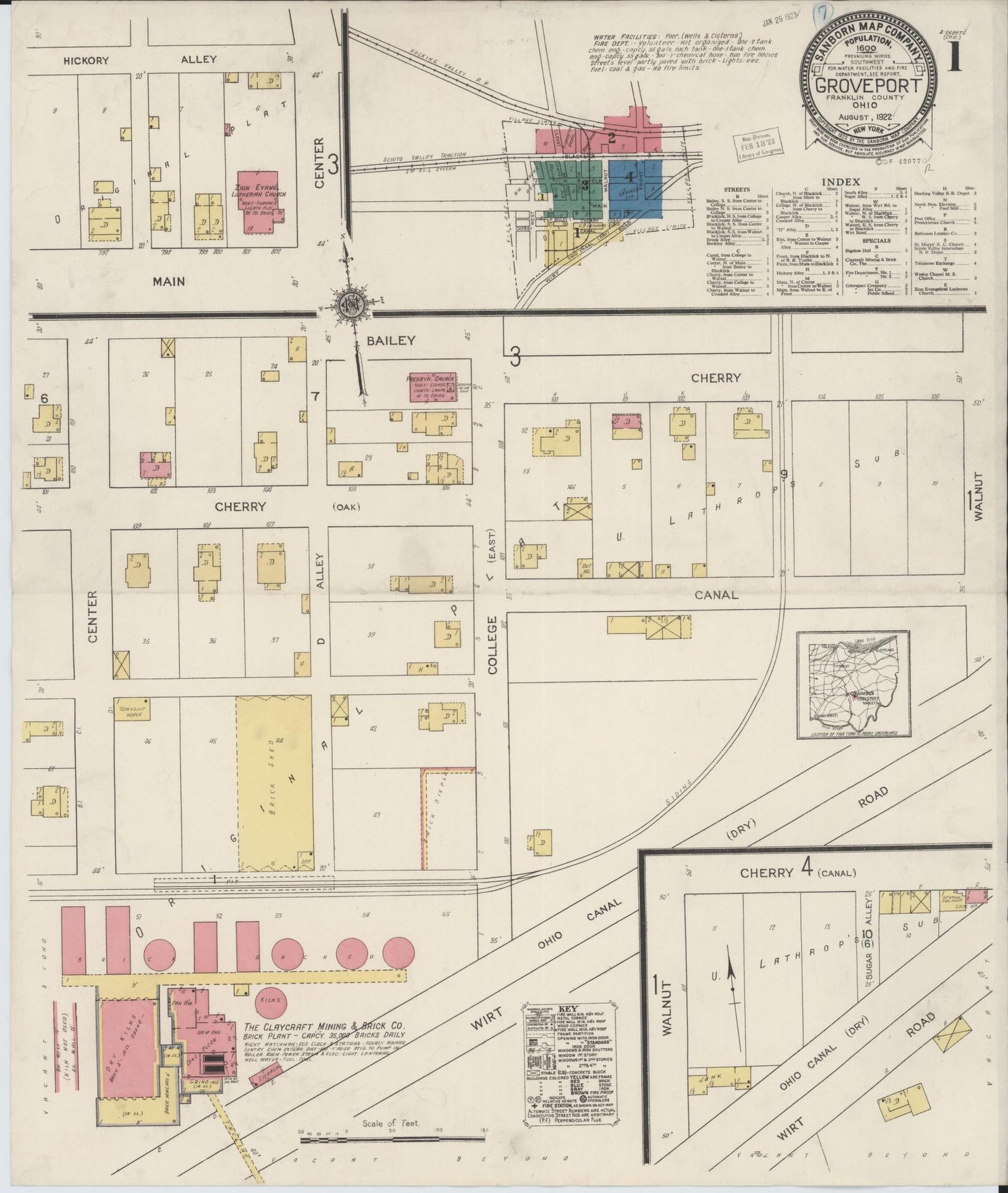 Sanborn Fire Insurance Map from Groveport, Franklin County, Ohio (1922), Sheet #0001 - Historic Sanborn Fire Insurance Map Print, vintage old map wall art, antique decor, genealogy gift, Ohio Ohio map