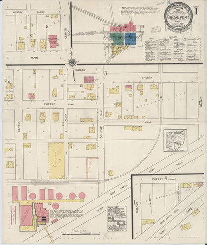 Sanborn Fire Insurance Map from Groveport, Franklin County, Ohio (1922), Sheet #0001 - Historic Sanborn Fire Insurance Map Print, vintage old map wall art, antique decor, genealogy gift, Ohio Ohio map