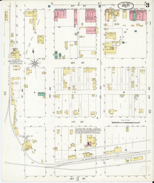 Sanborn Fire Insurance Map from Sibley, Osceola County, Iowa (1900), Sheet #0003 - Historic Sanborn Fire Insurance Map Print, vintage old map wall art