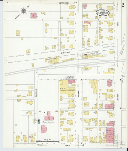 Sanborn Fire Insurance Map from Mount Sterling, Madison County, Ohio (1910), Sheet #0002 - Historic Sanborn Fire Insurance Map Print, vintage old map wall art, antique decor, genealogy gift, Ohio Ohio map