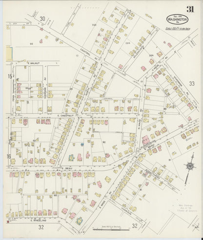 Sanborn Fire Insurance Map from Washington, Washington County, Pennsylvania (1914), Sheet #0031 - Historic Sanborn Fire Insurance Map Print, vintage old map wall art, antique decor, genealogy gift, Pennsylvania Pennsylvania map