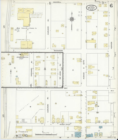 Sanborn Fire Insurance Map from Miami, Dade County, Florida (1914), Sheet #0006 - Complete Map Set gallery image, historic Sanborn map, vintage wall art, Florida Florida
