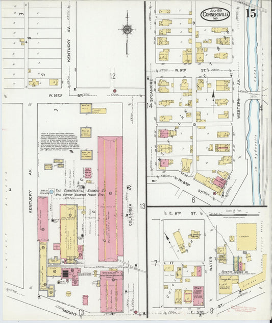 Sanborn Fire Insurance Map from Connersville, Fayette County, Indiana (1919), Sheet #0015 - Historic Sanborn Fire Insurance Map Print, vintage old map wall art, antique decor, genealogy gift, Indiana Indiana map