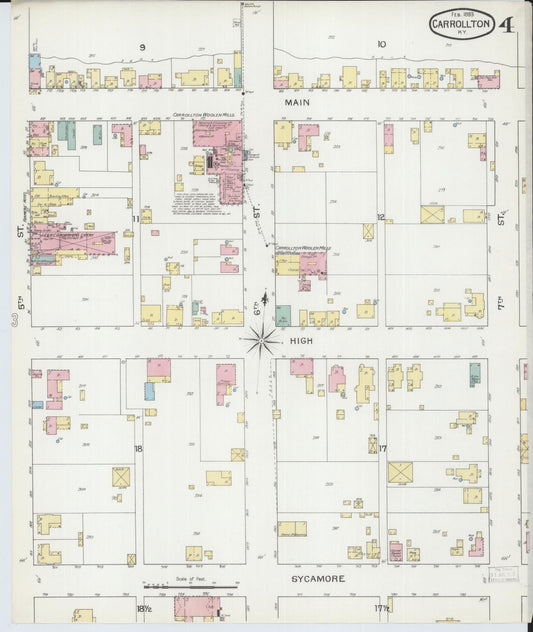 Sanborn Fire Insurance Map from Carrollton, Carroll County, Kentucky (1893), Sheet #0004 - Historic Sanborn Fire Insurance Map Print, vintage old map wall art, antique decor, genealogy gift, Kentucky Kentucky map