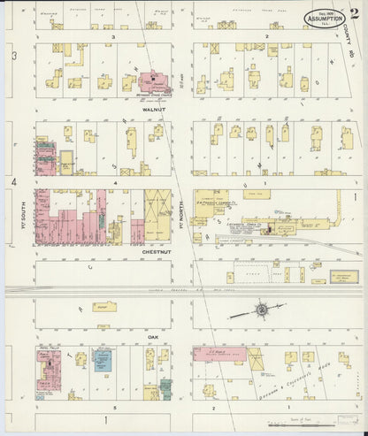 Sanborn Fire Insurance Map from Assumption, Christian County, Illinois (1909), Sheet #0002 - Historic Sanborn Fire Insurance Map Print, vintage old map wall art, antique decor, genealogy gift, Illinois Illinois map