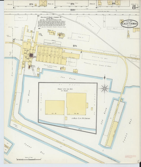 Sanborn Fire Insurance Map from East Tawas, Iosco County, Michigan (1893), Sheet #0008 - Historic Sanborn Fire Insurance Map Print, vintage old map wall art, antique decor, genealogy gift, Michigan Michigan map