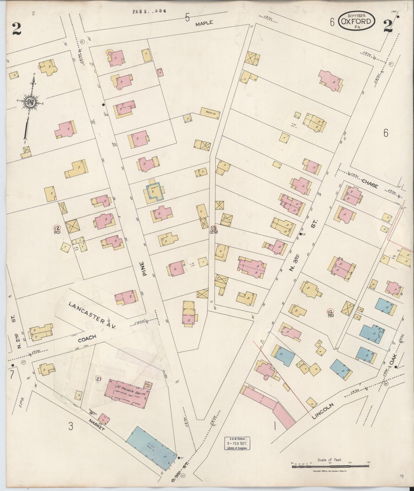 Sanborn Fire Insurance Map from Oxford, Chester County, Pennsylvania (1940), Sheet #0002 - Complete Map Set gallery image, historic Sanborn map, vintage wall art, Pennsylvania Pennsylvania