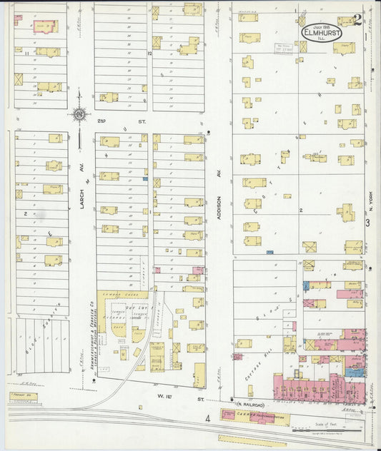 Sanborn Fire Insurance Map from Elmhurst, Du Page County, Illinois (1918), Sheet #0002 - Historic Sanborn Fire Insurance Map Print, vintage old map wall art, antique decor, genealogy gift, Illinois Illinois map