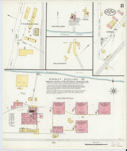 Sanborn Fire Insurance Map from Freeport, Armstrong County, Pennsylvania (1908), Sheet #0008 - Historic Sanborn Fire Insurance Map Print, vintage old map wall art, antique decor, genealogy gift, Pennsylvania Pennsylvania map