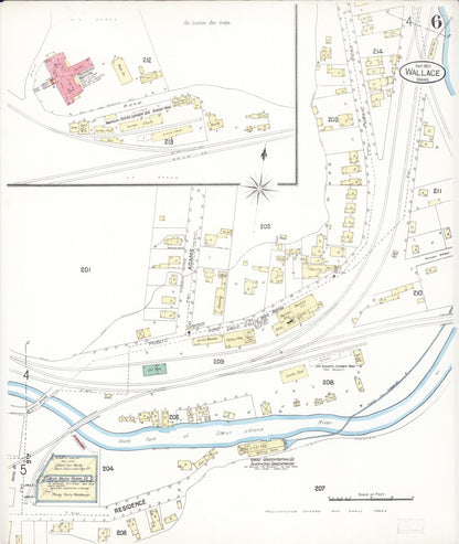 Sanborn Fire Insurance Map from Wallace, Shoshone County, Idaho (1901), Sheet #0006 - Complete Map Set gallery image, historic Sanborn map, vintage wall art, Idaho Idaho