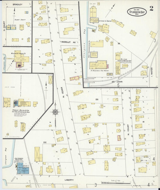 Sanborn Fire Insurance Map from Sturgeon Bay, Door County, Wisconsin (1911), Sheet #0002 - Historic Sanborn Fire Insurance Map Print, vintage old map wall art, antique decor, genealogy gift, Wisconsin Wisconsin map