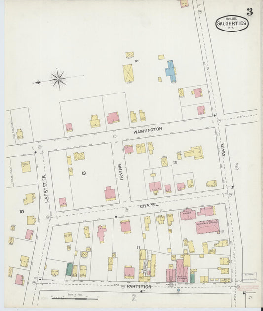 Sanborn Fire Insurance Map from Saugerties, Ulster County, New York (1892), Sheet #0003 - Historic Sanborn Fire Insurance Map Print, vintage old map wall art, antique decor, genealogy gift, New York New York map