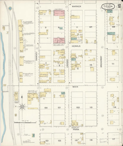 Sanborn Fire Insurance Map from Tekoa, Whitman County, Washington (1892), Sheet #0002 - Complete Map Set gallery image, historic Sanborn map, vintage wall art, Washington Washington