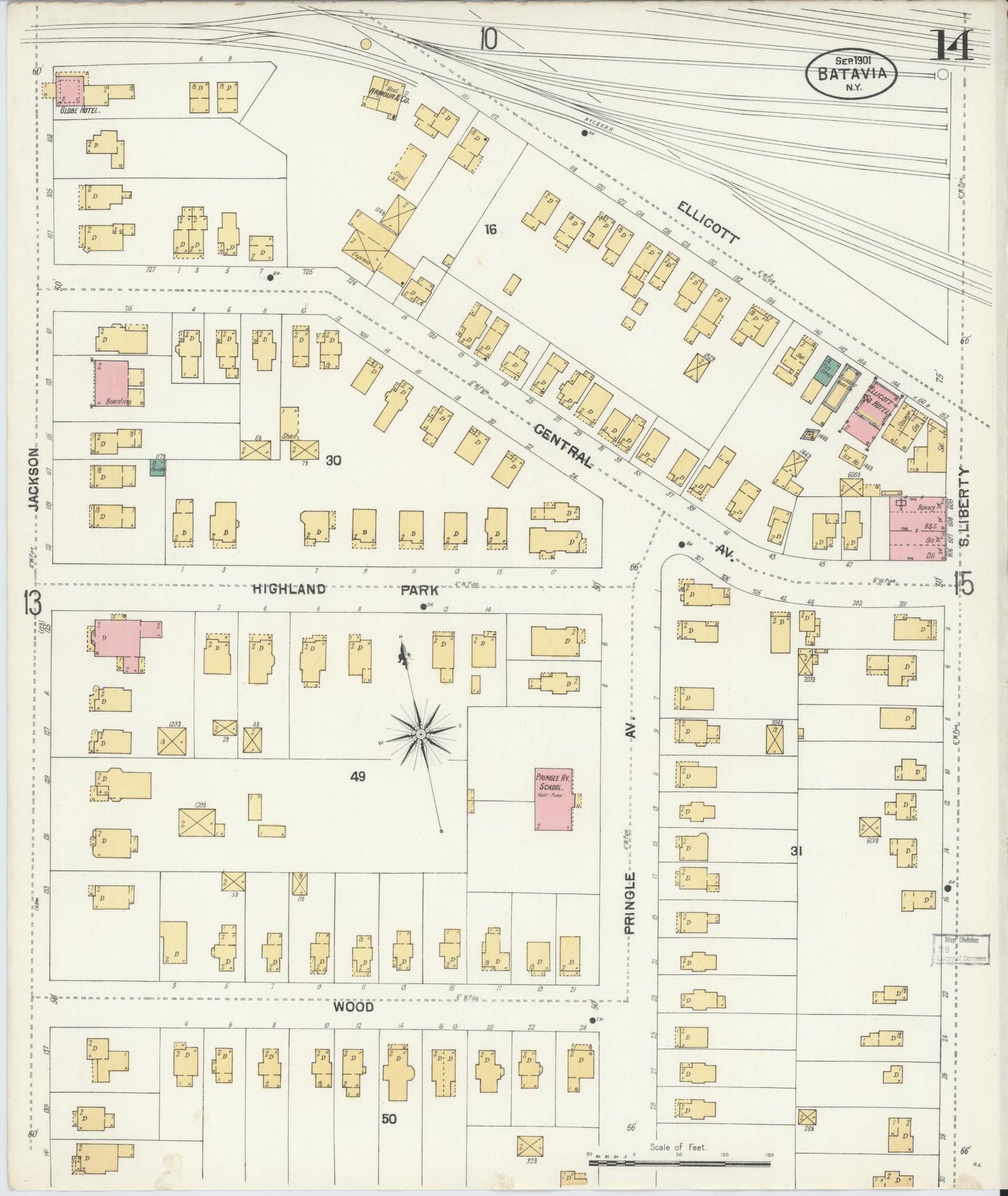 Sanborn Fire Insurance Map from Batavia, Genesee County, New York (1901), Sheet #0014 - Complete Map Set gallery image, historic Sanborn map, vintage wall art, New York New York