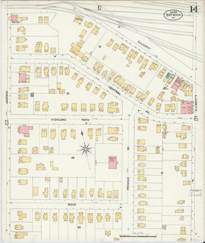 Sanborn Fire Insurance Map from Batavia, Genesee County, New York (1901), Sheet #0014 - Complete Map Set gallery image, historic Sanborn map, vintage wall art, New York New York