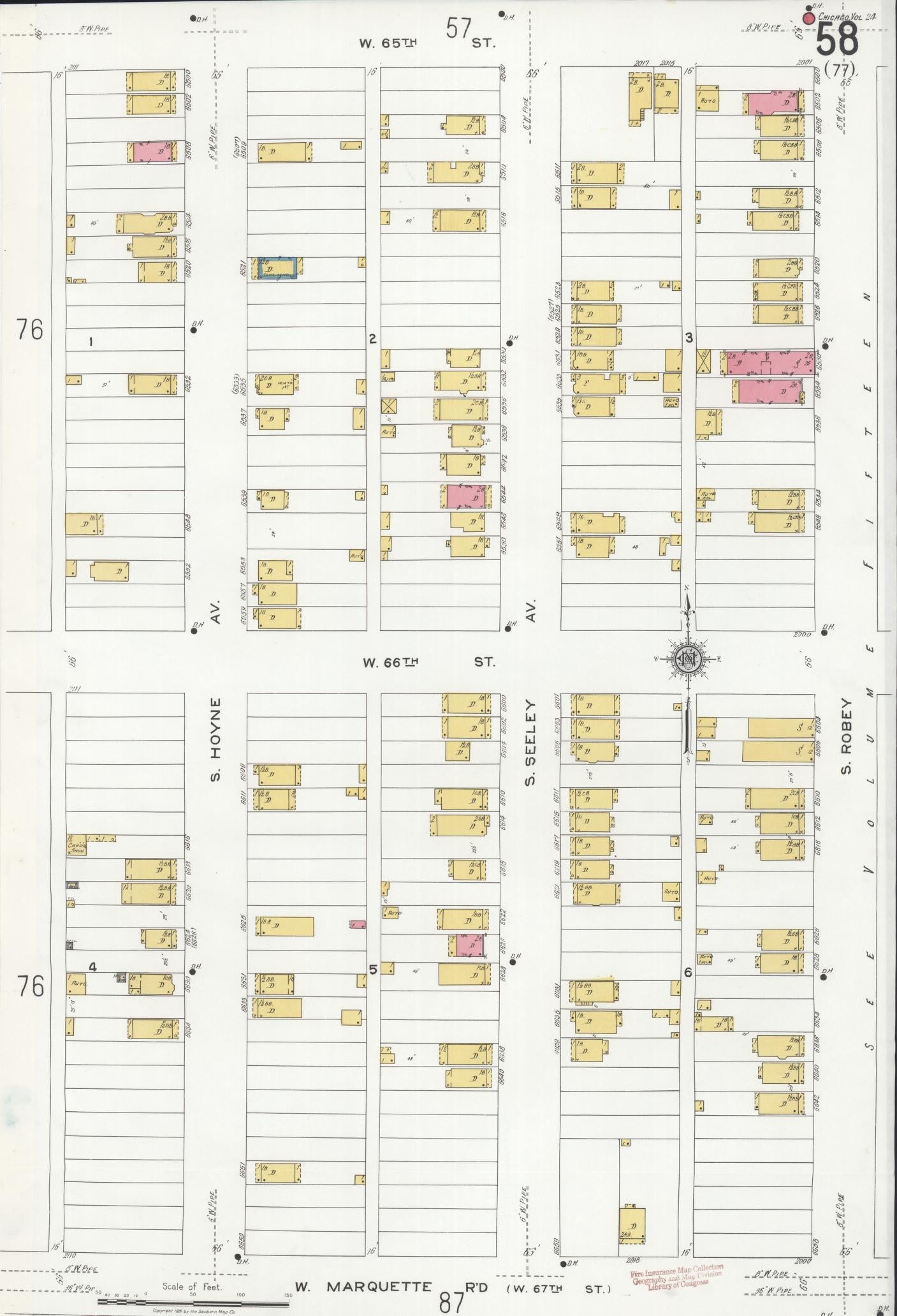 Sanborn Fire Insurance Map from Chicago, Cook County, Illinois (1920), Sheet #0058 - Historic Sanborn Fire Insurance Map Print, vintage old map wall art, antique decor, genealogy gift, Illinois Illinois map