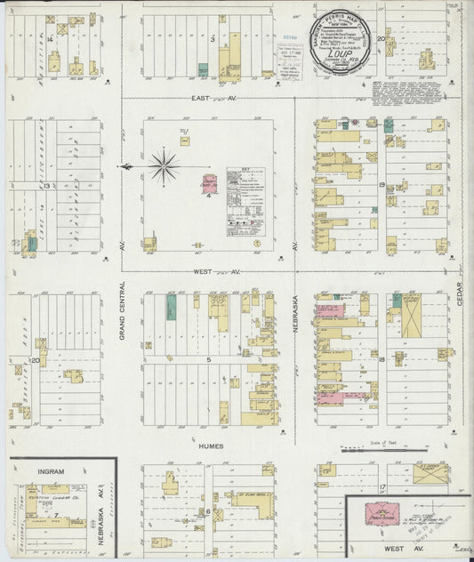 Sanborn Fire Insurance Map from Loup City, Sherman County, Nebraska (1900), Sheet #0001 - Historic Sanborn Fire Insurance Map Print, vintage old map wall art, antique decor, genealogy gift, Nebraska Nebraska map
