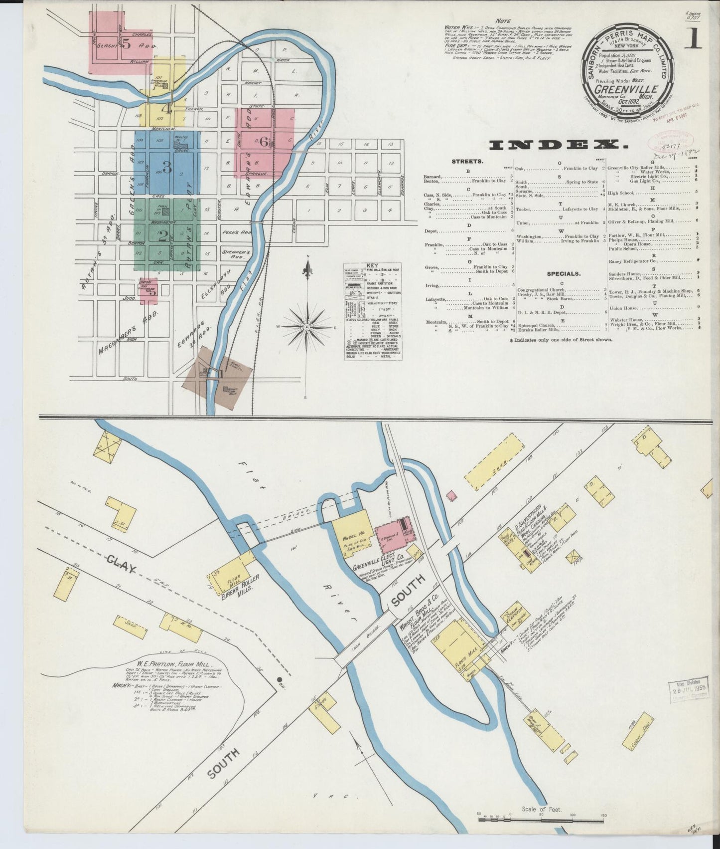 Sanborn Fire Insurance Map from Greenville, Montcalm County, Michigan (1892), Sheet #0001 - Historic Sanborn Fire Insurance Map Print, vintage old map wall art, antique decor, genealogy gift, Michigan Michigan map