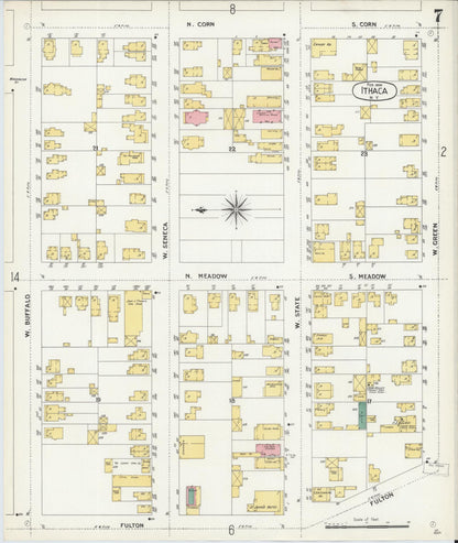 Sanborn Fire Insurance Map from Ithaca, Tompkins County, New York (1904), Sheet #0007 - Complete Map Set gallery image, historic Sanborn map, vintage wall art, New York New York
