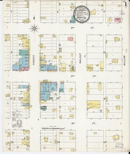 Sanborn Fire Insurance Map from Douglass, Butler County, Kansas (1894), Sheet #0001 - Complete Map Set gallery image, historic Sanborn map, vintage wall art, Kansas Kansas