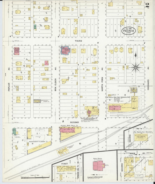 Sanborn Fire Insurance Map from Paonia, Delta County, Colorado (1908), Sheet #0002 - Historic Sanborn Fire Insurance Map Print, vintage old map wall art, antique decor, genealogy gift, Colorado Colorado map